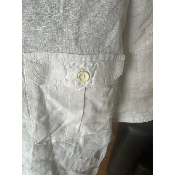 Amiani Men’s 100% Linen Short-Sleeve Button-Up Shirt | White XL - Picture 8 of 9